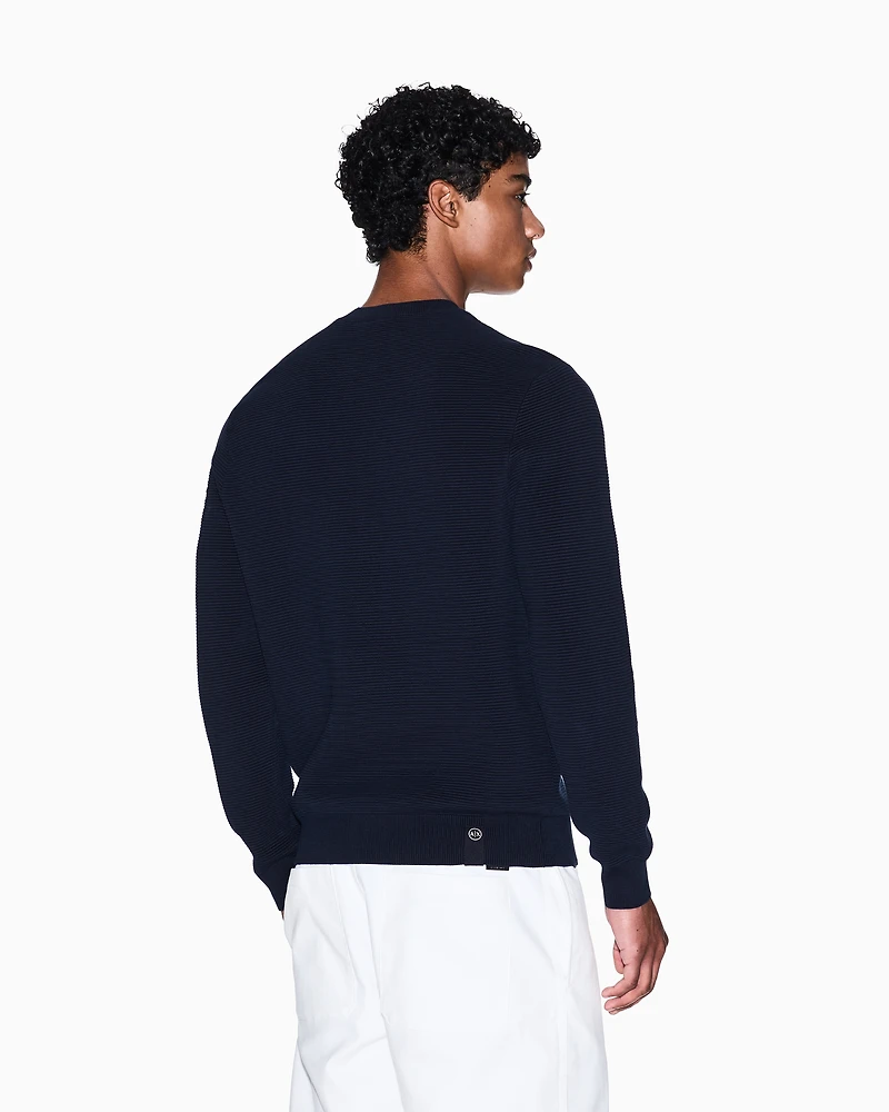 Striped Texture Crew Neck Sweater