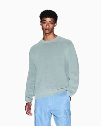 Armani Exchange - Striped Texture Crew Neck Sweater, Man, Green, Size: