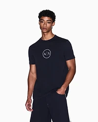 Armani Exchange - Regular fit T-shirt with round logo, Man, Navy Blue, Size: