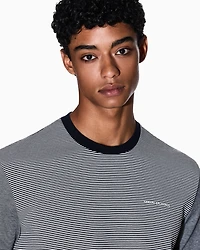 Armani Exchange - Striped cotton T-shirt, Man, Blue, Size: