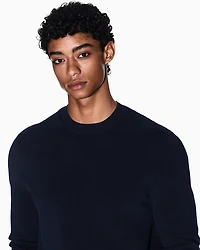 Armani Exchange - Striped Texture Crew Neck Sweater, Man, Navy Blue, Size: