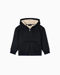 Emporio Armani - Suede-effect hooded blouson with zip , Boy, Navy Blue, Size: