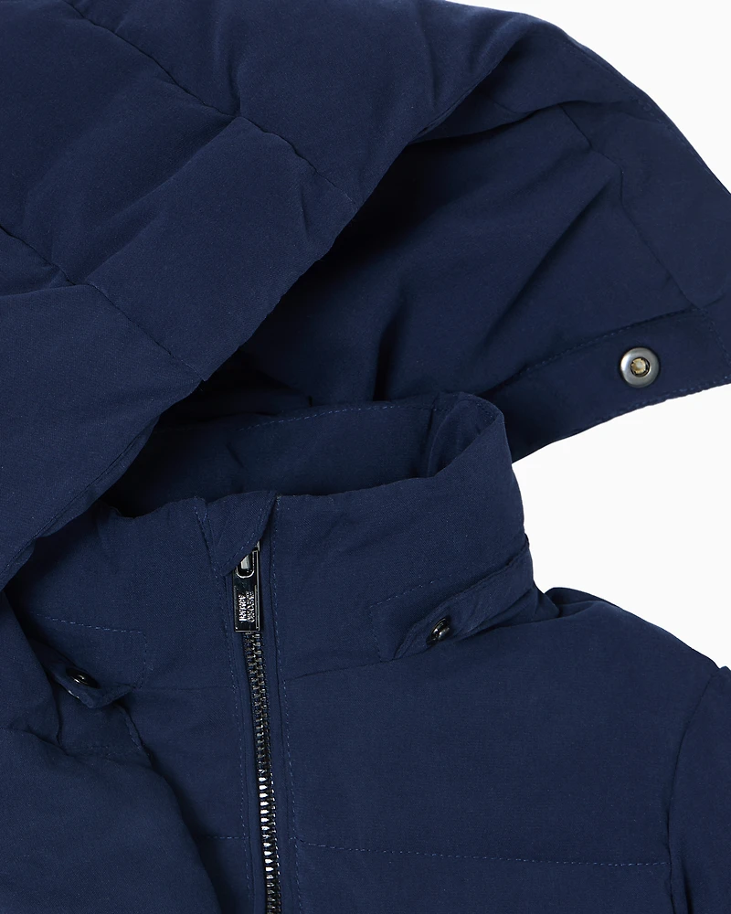 Emporio Armani - Hooded jacket technical fabric, Boy, Blue, Size:
