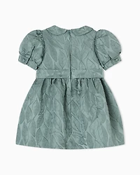 Emporio Armani - Leaf design jacquard dress with puff sleeves, Girl, Green, Size: