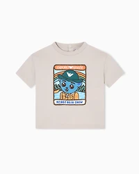 Emporio Armani - ASV jersey T-shirt with Manga Bear Crew print, Boy, Beige, Size: