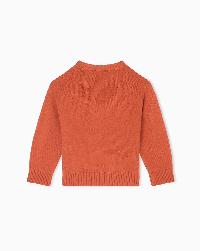 Emporio Armani - Virgin wool-blend jumper with an embossed logo, Boy, Orange, Size: