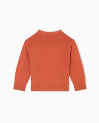 Emporio Armani - Virgin wool-blend jumper with an embossed logo, Boy, Orange, Size: