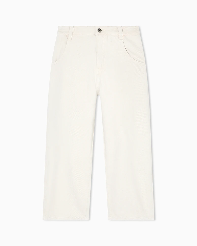 Emporio Armani - Loose-fit drill jeans, Boy, Beige, Size: