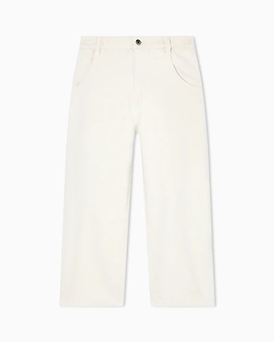 Emporio Armani - Loose-fit drill jeans, Boy, Beige, Size: