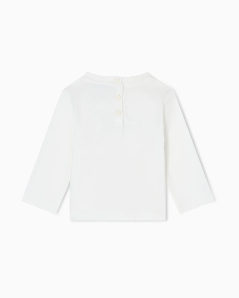 Emporio Armani - ASV jersey jumper with a glitter logo print, Girl, White, Size: