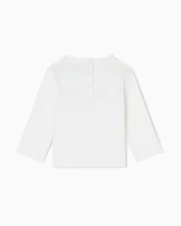 Emporio Armani - ASV jersey jumper with a glitter logo print, Girl, White, Size: