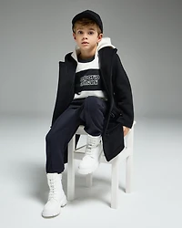 Emporio Armani - ASV hooded jersey sweatshirt with a striped motif, Boy, Navy Blue, Size:
