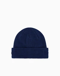 Emporio Armani - Virgin wool-blend beanie with logo, Boy, Blue, Size: