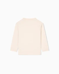 Emporio Armani - ASV oversized long-sleeved jersey T-shirt with eagle logo, Boy, Beige, Size: