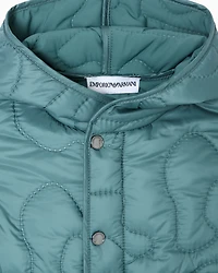 Emporio Armani - Nylon hooded jacket with 3D quilted-effect embroidery, Boy, Pink, Size: