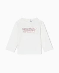 Emporio Armani - ASV jersey jumper with a glitter logo print, Girl, White, Size: