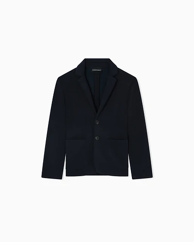 Emporio Armani - Single-breasted, double-jersey jacket, Boy, Navy Blue, Size: