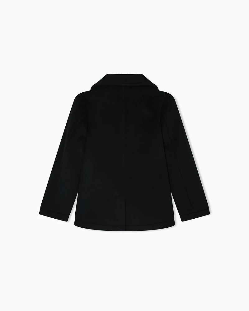 Emporio Armani - Double-breasted pea coat Casentino wool , Boy, Navy Blue, Size: