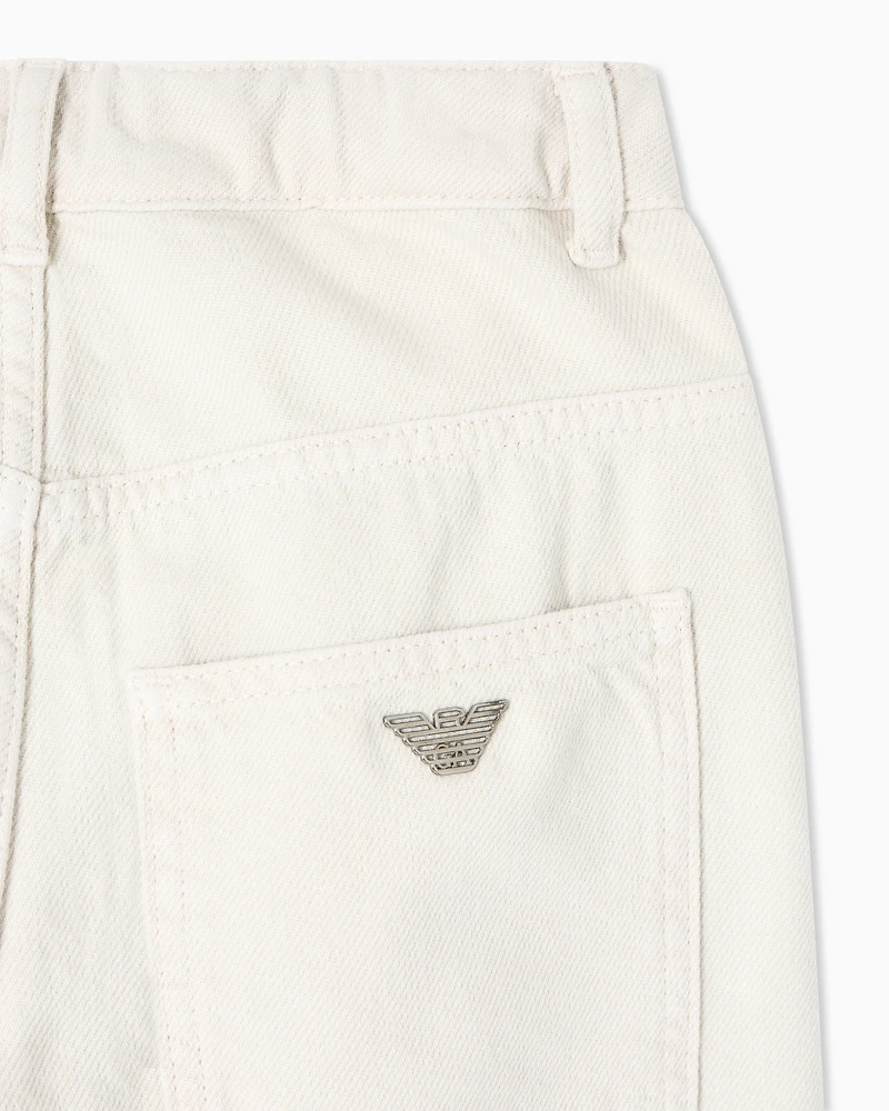 Emporio Armani - Loose-fit drill jeans, Boy, Beige, Size:
