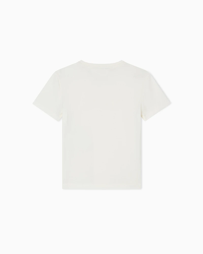 Emporio Armani - Jersey T-shirt with embroidered EA patch, Girl, White, Size: