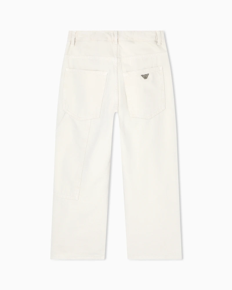 Emporio Armani - Loose-fit drill jeans, Boy, Beige, Size: