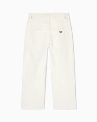 Emporio Armani - Loose-fit drill jeans, Boy, Beige, Size: