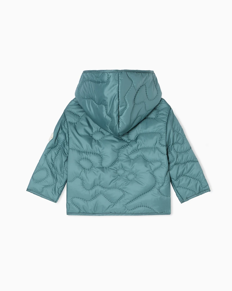 Emporio Armani - Nylon hooded jacket with 3D quilted-effect embroidery, Boy, Pink, Size: