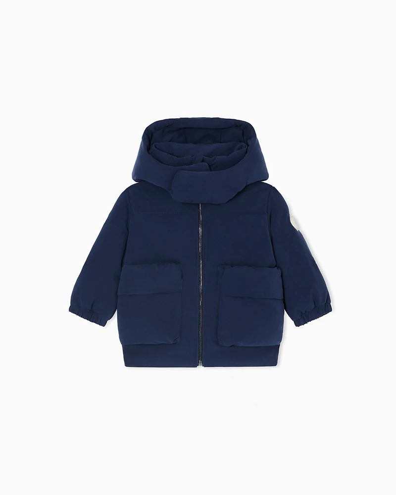 Emporio Armani - Hooded jacket technical fabric, Boy, Blue, Size: