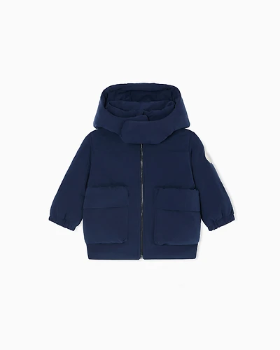 Emporio Armani - Hooded jacket technical fabric, Boy, Blue, Size:
