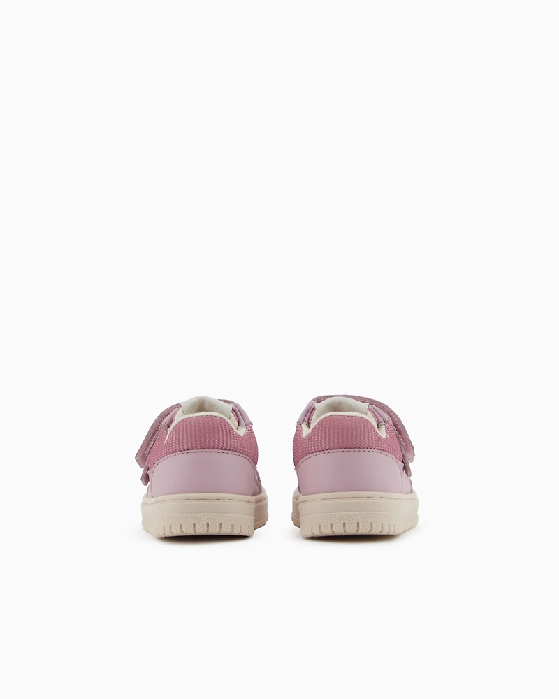 Emporio Armani - Leather sneakers with mesh details, Boy, Pink, Size: