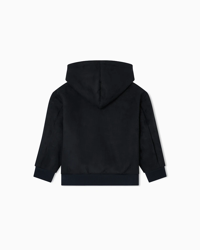 Emporio Armani - Suede-effect hooded blouson with zip , Boy, Navy Blue, Size: