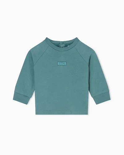 Emporio Armani - Long-sleeved jersey T-shirt with logo embroidery, Boy, Green, Size: