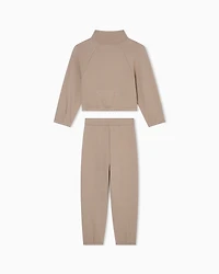 Emporio Armani - ASV interlock jersey tracksuit with full-zip sweatshirt, Girl, Beige, Size: