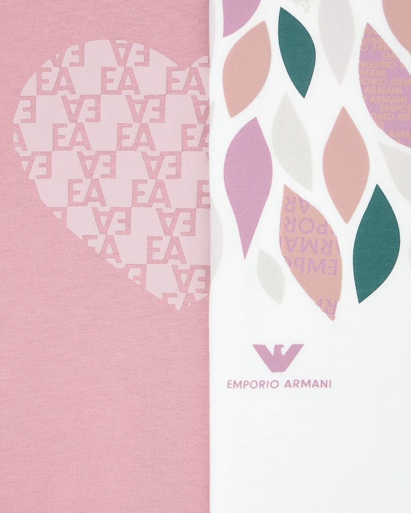 Emporio Armani - Two-pack of ASV forest shade print T-shirts, Girl, White, Size: