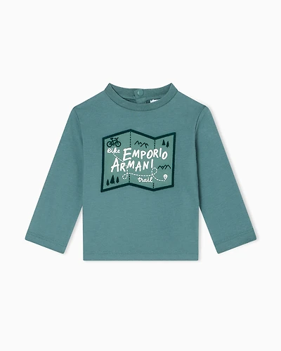 Emporio Armani - ASV long-sleeved, jersey T-shirt with print, Boy, Green, Size: