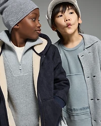 Emporio Armani - Suede-effect hooded blouson with zip , Boy, Navy Blue, Size: