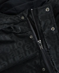 Emporio Armani - ASV jacquard nylon hooded down jacket with all-over logo, Boy, Navy Blue, Size: