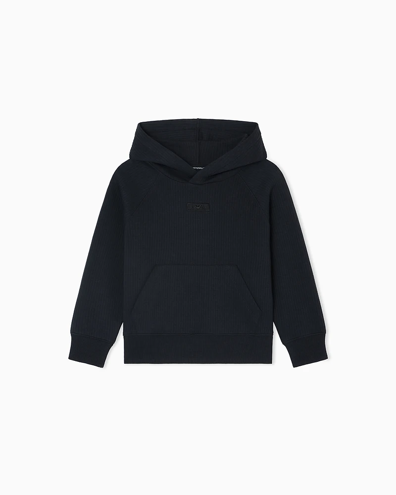 Emporio Armani - Quilted jersey hooded sweatshirt, Boy, Navy Blue, Size: