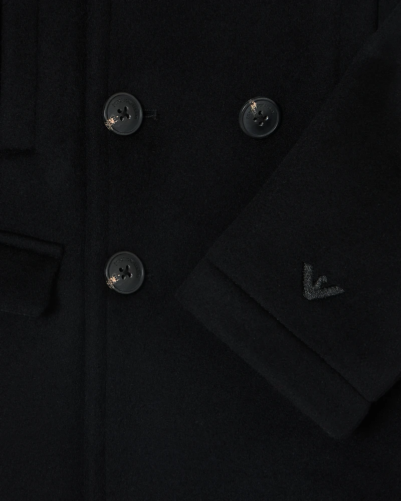Emporio Armani - Double-breasted pea coat Casentino wool , Boy, Navy Blue, Size: