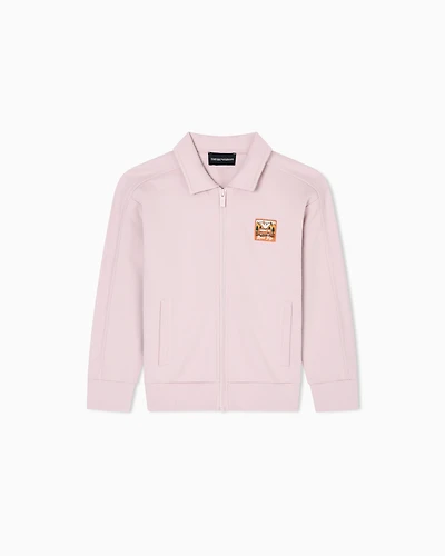 Emporio Armani - ASV Manga Bear Crew organic interlock jersey comfort-fit zip-up sweatshirt, Boy, Pink, Size: