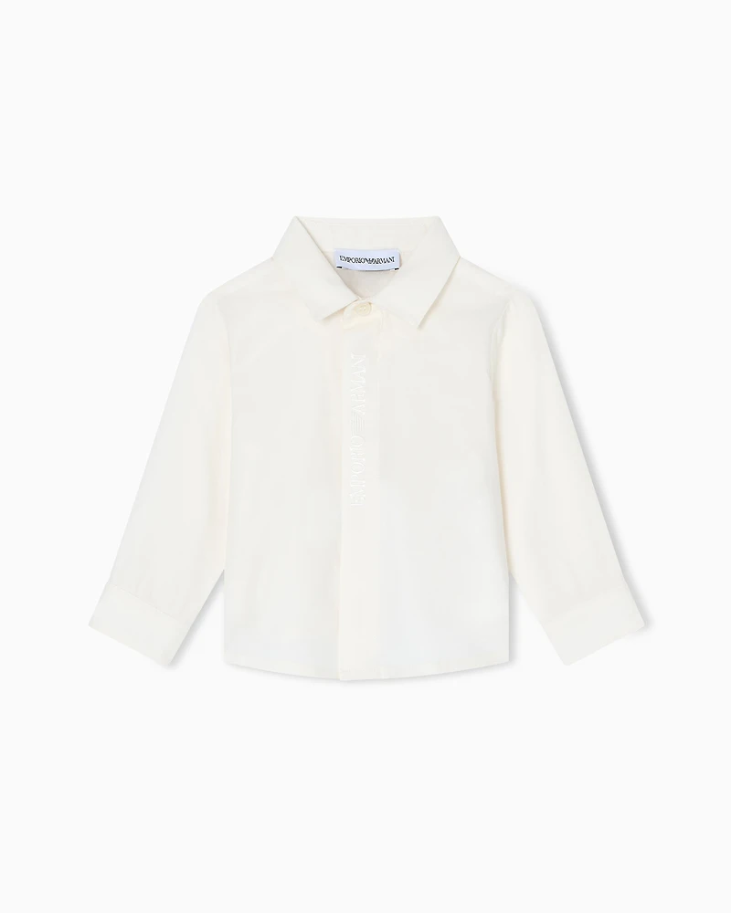 Emporio Armani - ASV organic poplin shirt with matching logo embroidery, Boy, White, Size: