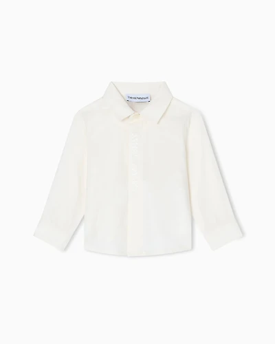 Emporio Armani - ASV organic poplin shirt with matching logo embroidery, Boy, White, Size: