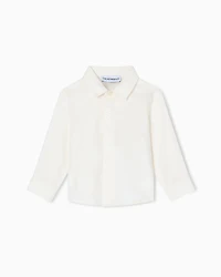 Emporio Armani - ASV organic poplin shirt with matching logo embroidery, Boy, White, Size: