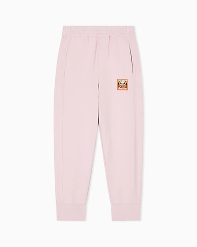 Emporio Armani - ASV Manga Bear Crew loose-fit joggers organic interlock jersey, Boy, Pink, Size: