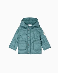 Emporio Armani - Nylon hooded jacket with 3D quilted-effect embroidery, Boy, Pink, Size: