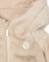 Emporio Armani - Faux-fur hooded jacket, Girl, Beige, Size: