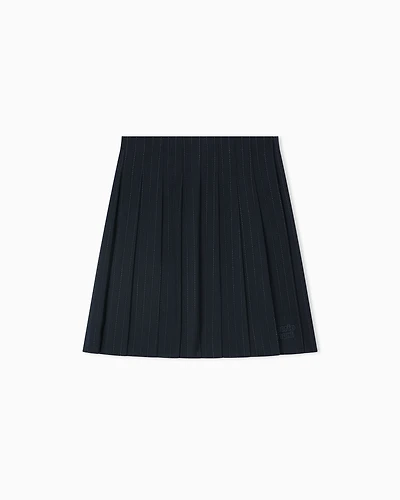 Emporio Armani - Pinstriped wool-blend pleated skirt, Girl, Blue, Size: