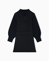 Emporio Armani - Double jersey dress with knit sleeves, Girl, Navy Blue, Size: