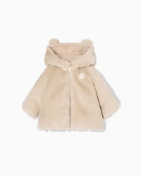 Emporio Armani - Faux-fur hooded jacket, Girl, Beige, Size: