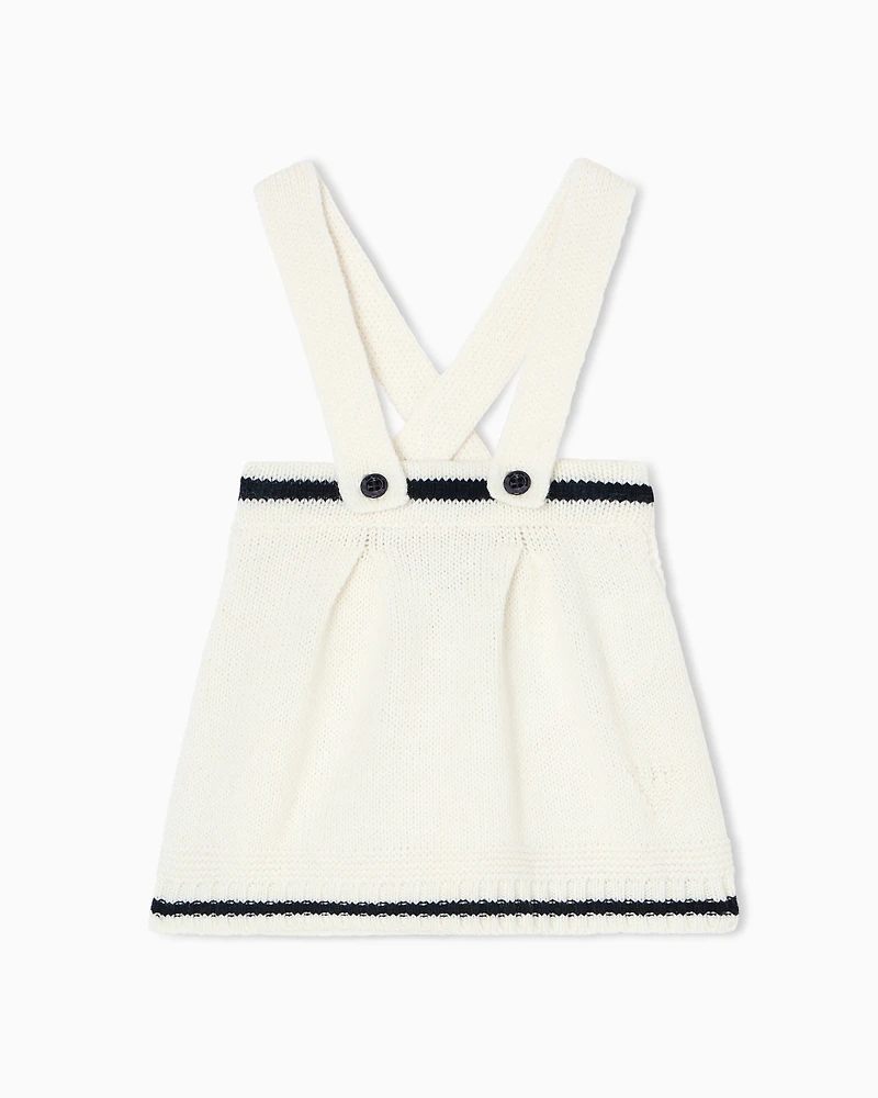 Emporio Armani - Virgin wool-blend dungaree skirt, Girl, Two-tone, Size: